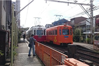 モ501形電車同士が停車