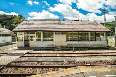 駅舎とホームと構内踏切