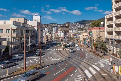 蛍茶屋停留所から車庫への線路あり