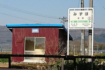 待合所と駅名標